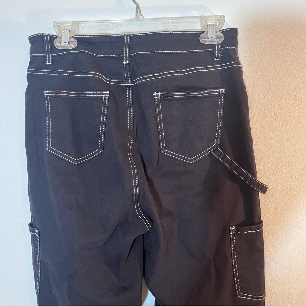 Streetwear Aesthetic Contrast Stitch Black Carpenter Pants - Wide Leg women’s 12 - Picture 8 of 9